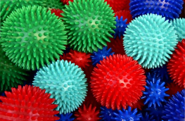 Multi coloured spiky balls for self massage,